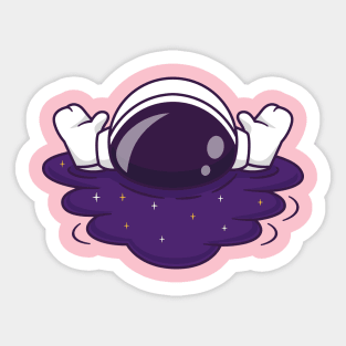 Cute Astronaut Drowning In Space Cartoon Sticker